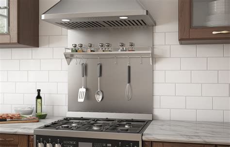 30 In Stainless Steel Backsplash With Shelf And Rack — Ancona Home