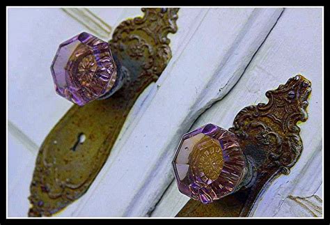 Vintage Purple Glass Door Knobs