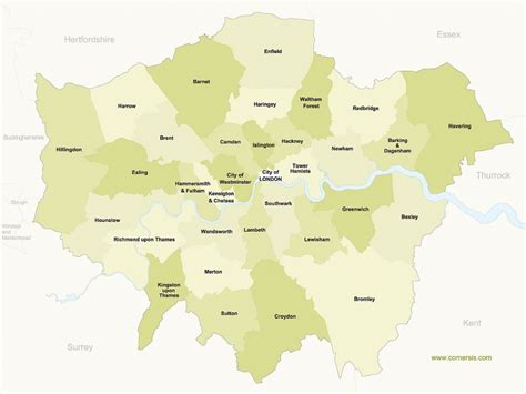 Map Of London 32 Boroughs And Neighborhoods Printable Map Of London