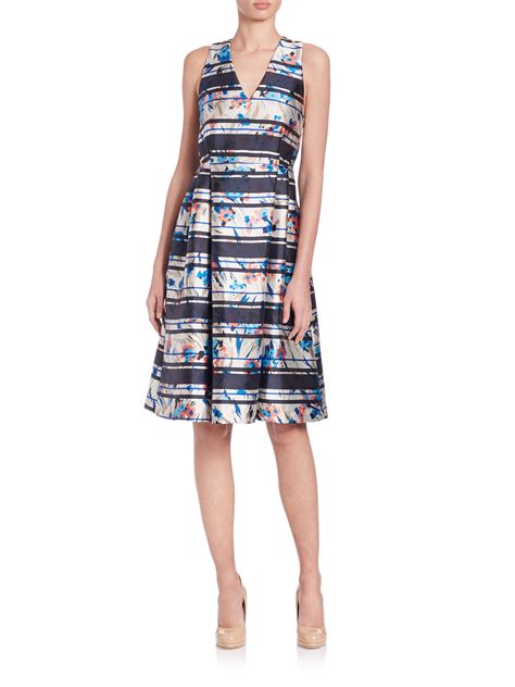 Lyst Lkbennett Liandra Metallic Striped Floral Dress