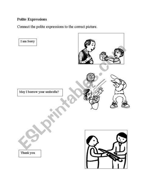 Polite Expressions Worksheets For Kindergarten