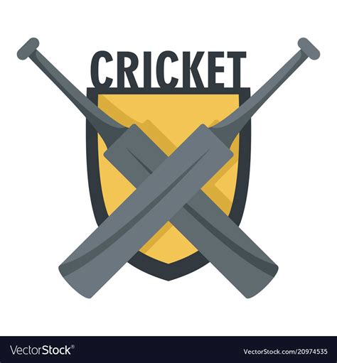 Cricket Crossed Bats Logo Flat Style Royalty Free Vector