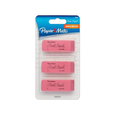Paper Mate Pink Pearl Erasers Medium 3 Count Uk Office