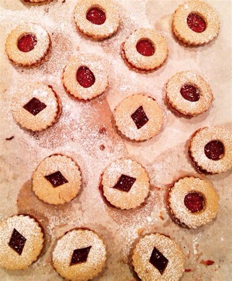 Home Made Linzer Tart Cookies With Raspberry Jam And Hazelnuts Linzer
