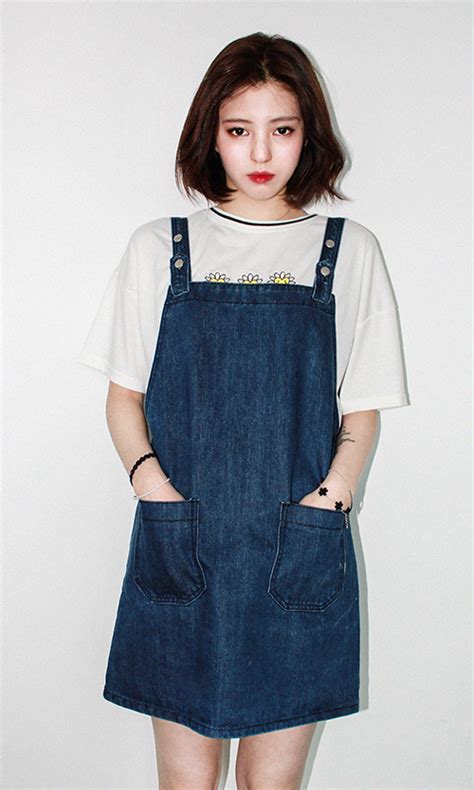 [mixxmix] basic denim dress jumper latest korean fashion k pop styles fashion blog