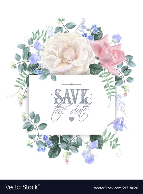 Vintage Floral Wedding Card With Roses Royalty Free Vector