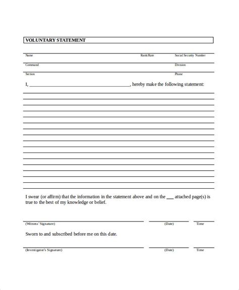 Free Legal Statement Template Printable Templates