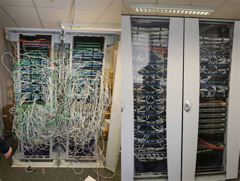 Hi guys, yesterday i was asked to price a job for earthing comms cabinets, the room has 4 rows of 6 cabinets with a d.b. Comms cabinet tidy, before and after in 2021 | Data ...