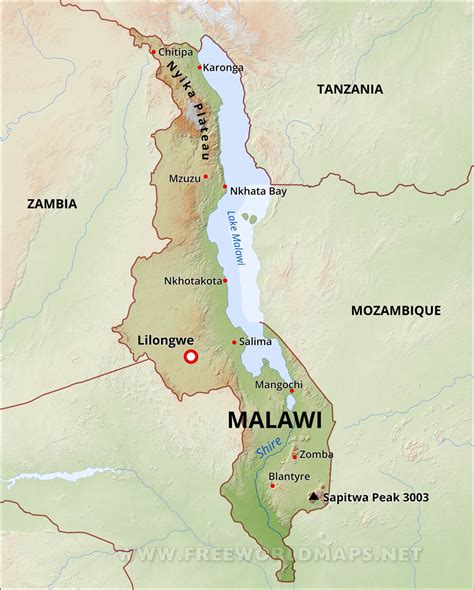 Malawi Physical Map