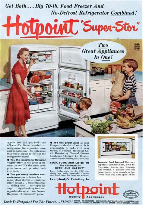Refrigerator Ads From The 1950s 1952 Hotpoint Refrigerator Freezer Ad 1950s Retro Kitchen