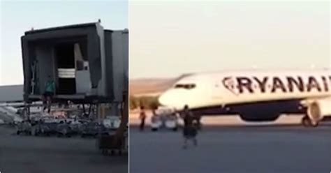 Ryanair Passenger Runs Across Tarmac To Catch Flight In Madrid Video