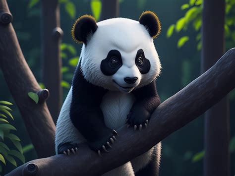 Premium Ai Image A Panda Sits On A Tree Branch In A Forest