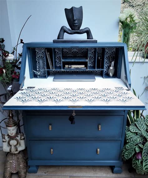 Vintage Art Deco Bureau Writing Desk Upcycled & Painted | Art deco