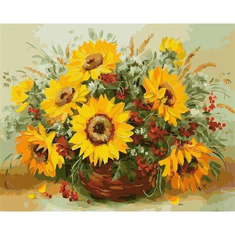 Hot Item Chenistory Sunflowers In A Basket Diy Painting By Numbers