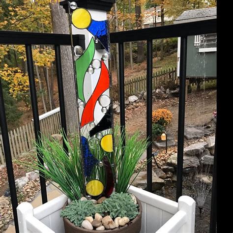 Stained Glass Garden Decor Stained Glass Outdoor Sculpture Etsy In