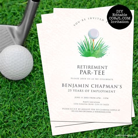 Golf Retirement Party Invitations Golf Invitations Golfing Etsy