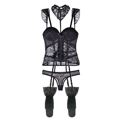 Sexy Corset Bustier Lingerie And Thongs Lace Bodysuit With Garter Belt Stockings Ebay