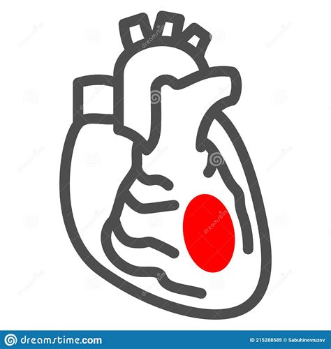 Myocardial Infarction Line Icon Human Diseases Concept Coronary Heart