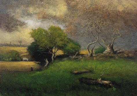 George Inness The Storm 7x10 Tonalist Landscape Oil Painting — M