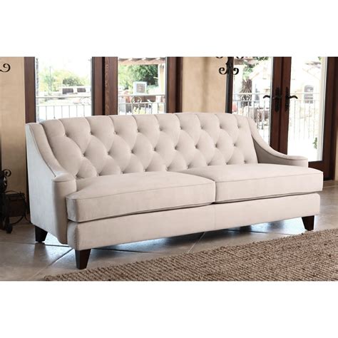 abbyson living claridge beige velvet fabric tufted sofa overstock shopping great deals on