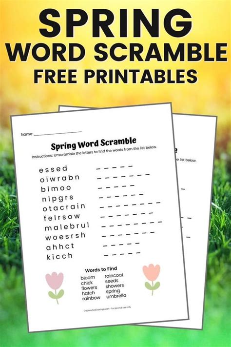 Spring Word Scramble Printable Spring Words Word Puzzles For Kids