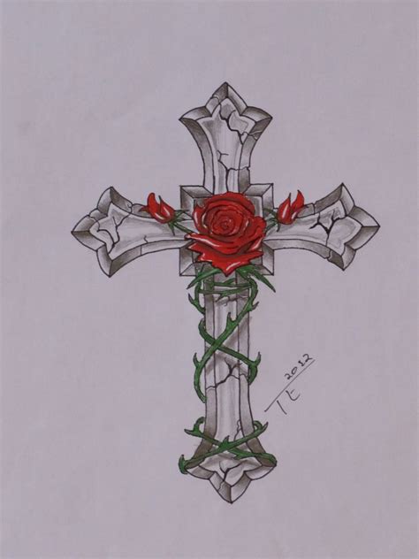 Roses represent many things in christianity, including purity, joy, and martyrdom. Roses cross Tattoos