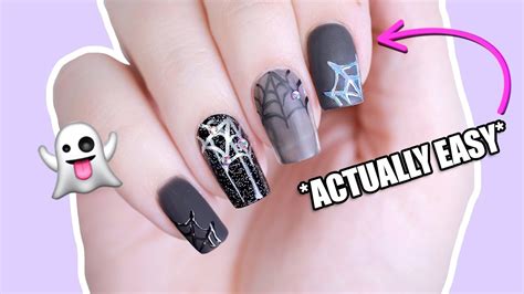 4 Easy Spiderweb Nail Art Designs For Halloween Youtube
