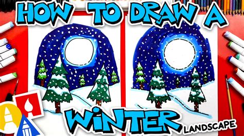 How To Draw A Winter Landscape Art For Kids Hub