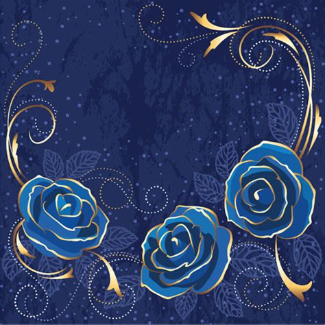 Beautiful Blue Rose Vintage Background Vector 02 Vector