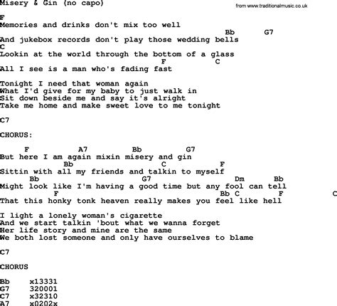 Merle Haggard Song Misery And Gin No Capo Lyrics And Chords Merle Haggard Lyrics Lyrics