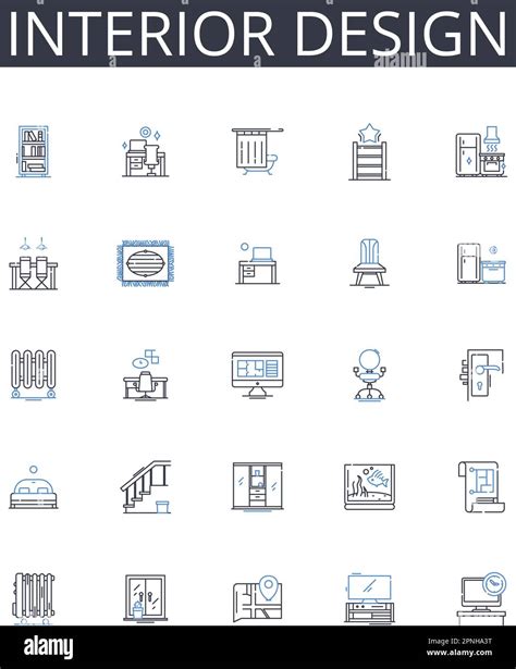 Interior Design Line Icons Collection Graphic Design Landscape