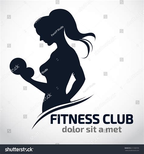 Fitness Club Logo Emblem Woman Silhouettes เวกเตอร์สต็อก ปลอดค่า