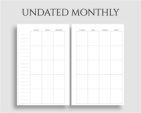 Undated Monthly Calendar Free Undated Monthly Planner Printable Free Download Undated