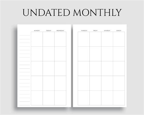 undated monthly calendar monday start pt paper