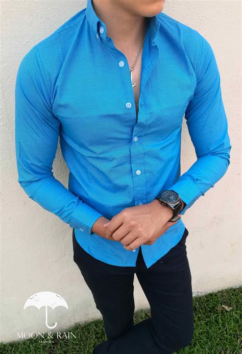 Camisa Azul Lisa Para Caballero Hecha En México Por Tiendas Platino Y