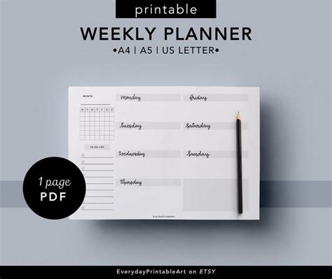 Buy Weekly Planner Printable Monday Start Planner Insert Online In