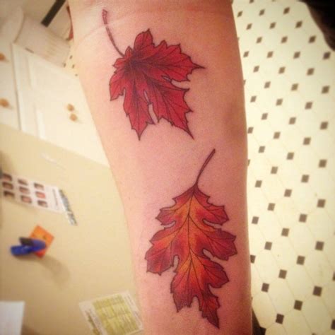 Some Falling Autumn Leaves Done By Tanner Kunz At Rays Tattoo Shop In