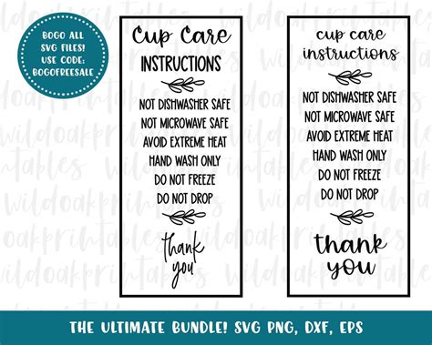 Mug Care Card Svg Cup Care Card Svg Mug Care Card For Instructions Svg