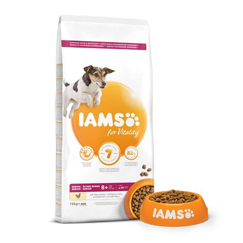 The ash it a little high at 9%, but it does contain omega 3 for healthy coats and eyes. Iams Senior Dog Food 12kg. Free Delivery | VetShop.co.uk
