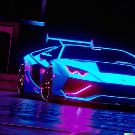 “a Lamborghini Model From The Future Neon Lights Realistic Rtx Style
