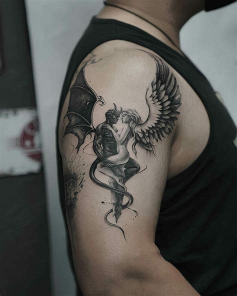 Angel Vs Demon Tattoo Sleeve