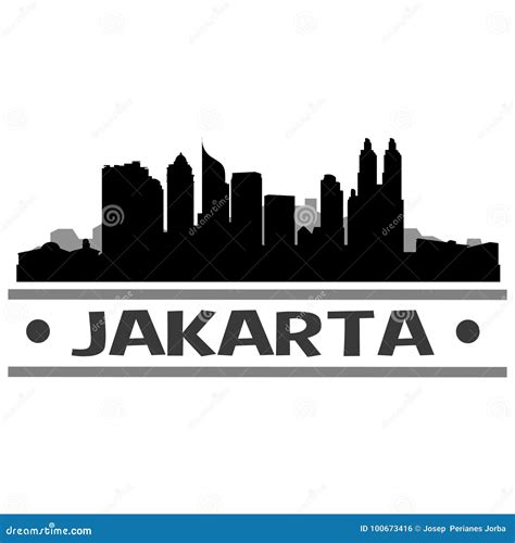 Jakarta Skyline City Icon Vector Art Design Stock Vector Illustration