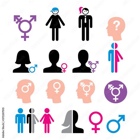 Transgender Symbol Gender Dysphoria Transsexual Concept Icons Set Stock Vector Adobe Stock