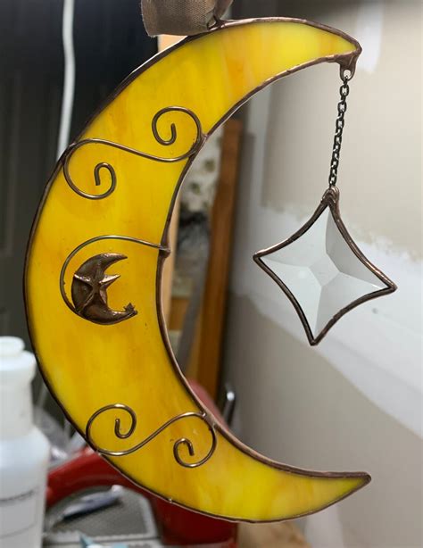 Moon And Star Stained Glass Etsy