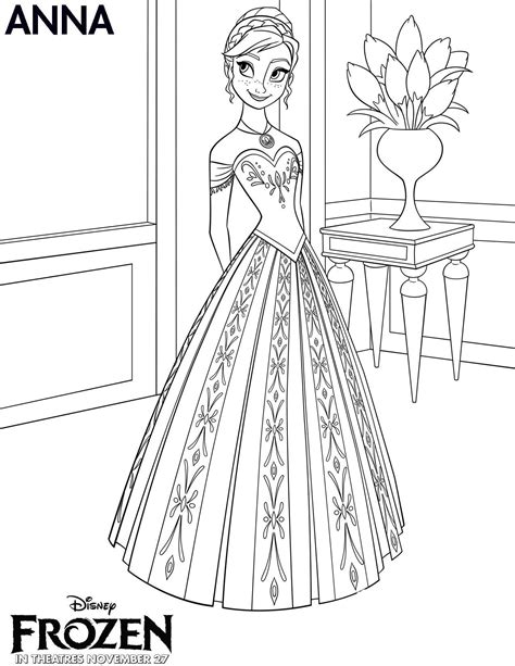 Disegni da colorare di una principessa. Disegni della principessa Anna da stampare - Giochi di Frozen