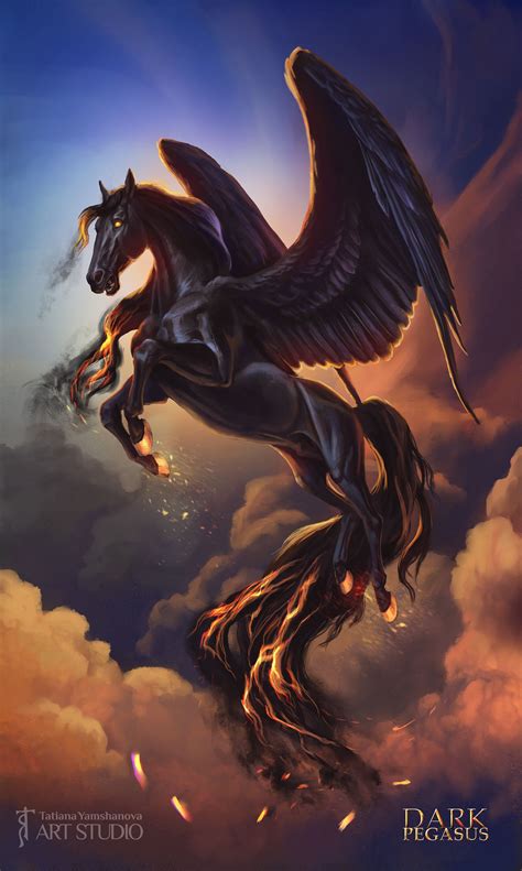 Dark Pegasus Tatiana Yamshanova Fantasy Creatures Art Mystical