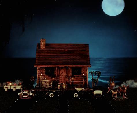 Log Cabin Midnight Ocean View With Full Moon Photograph By Leslie