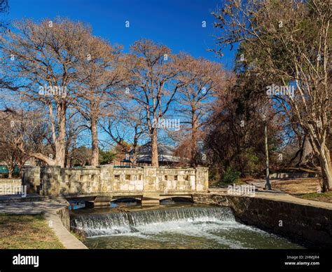 Sunny View Of The Landscape Around Brackenridge Park At Texas Stock