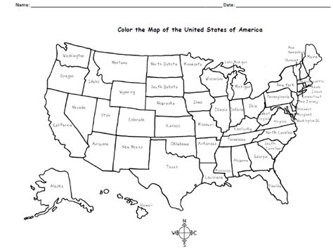 United States Coloring Page Map Message