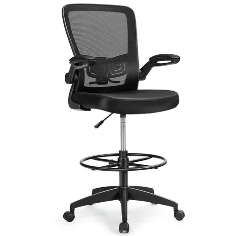 Costway Tall Office Chair Adjustable Height Wlumbar Support Flip Up